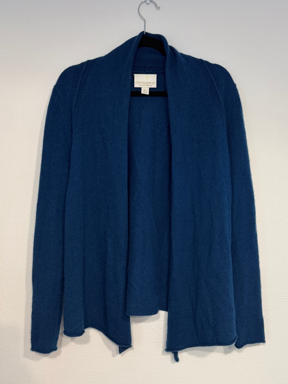 Cynthia Rowley 100% 2-Ply Cashmere Open-Front Dark Blue Women's Cardigan Sweater